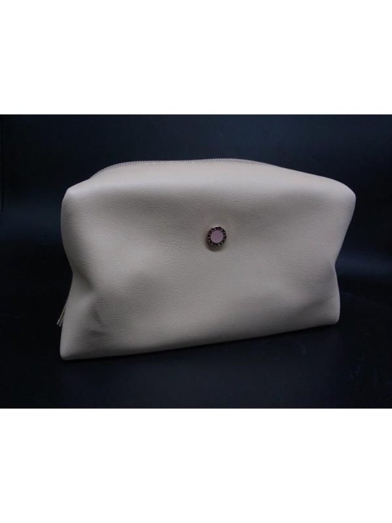 Bvlgari Leather Pouch Makeup Multi Case Beige